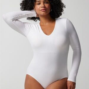 NWT Soma Ribbed White Long Sleeve Top Bodysuit Fully Lined XL